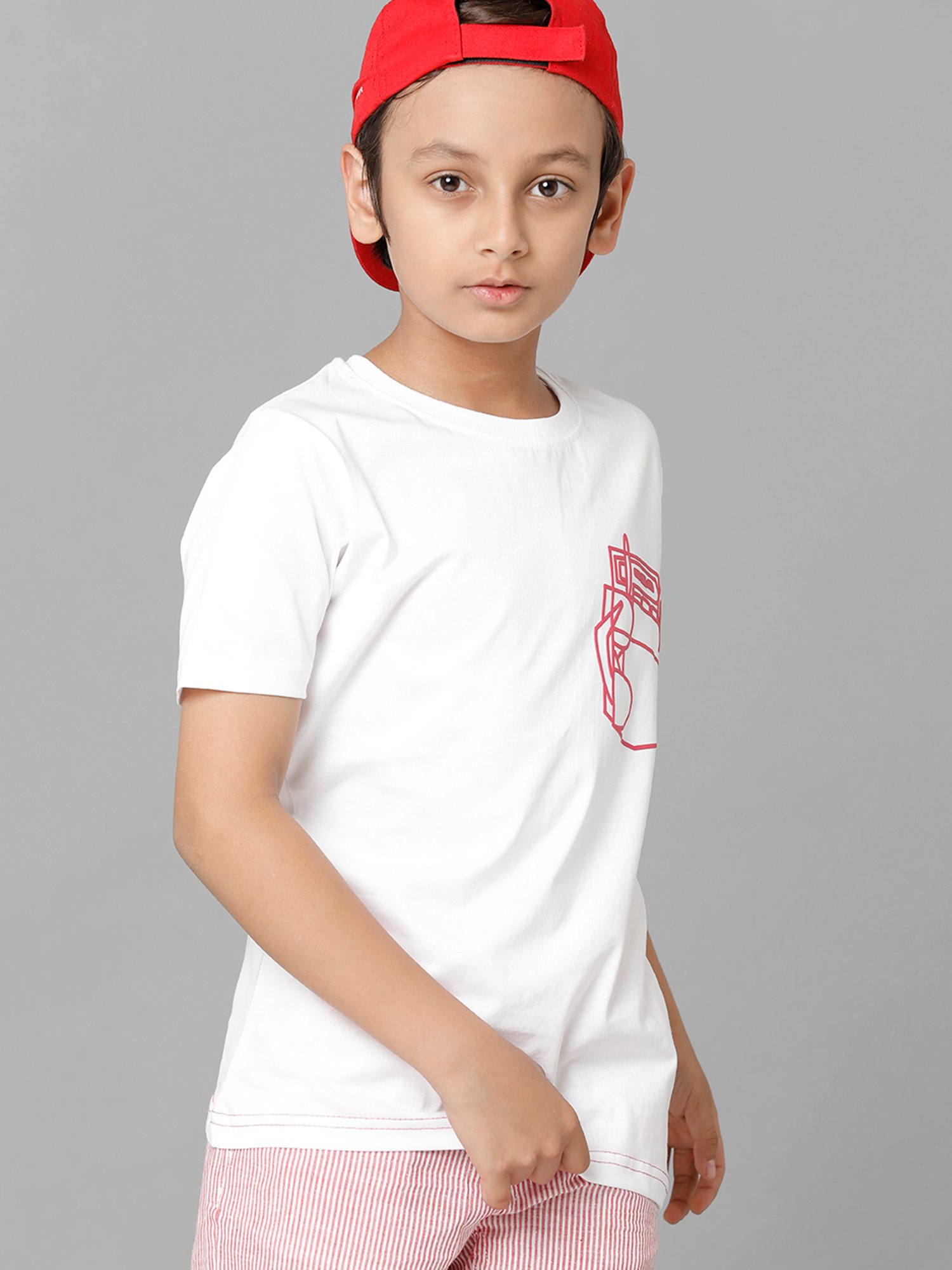 Under Fourteen Only Kids White Printed T-Shirt