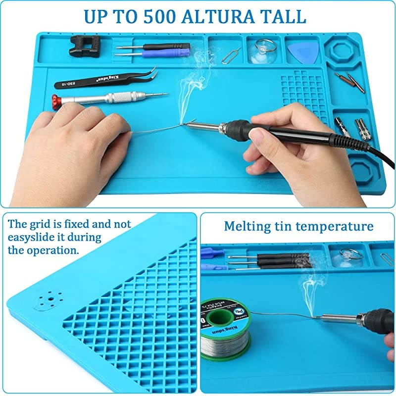 Heat Insulation Repair Mat  Magnetic Silicone Soldering Pad BGA Perfect for Soldering Iron Station Repair Watch Phone Computer Boune with AntiStatic Wrist Strap Size1583 Inches
