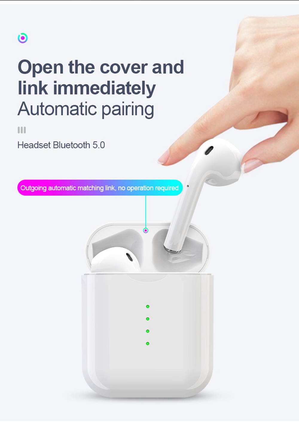 i10 TWS Bluetooth V5.0 Binaural Earbuds Stereo In-ear Earphone With Charging base- WHITE