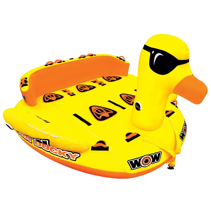 WOW Watersports 19-1060 Heavy Duty Big Ducky 5 Person Rider Lake Ocean Inflatable Towable Tube, Yellow