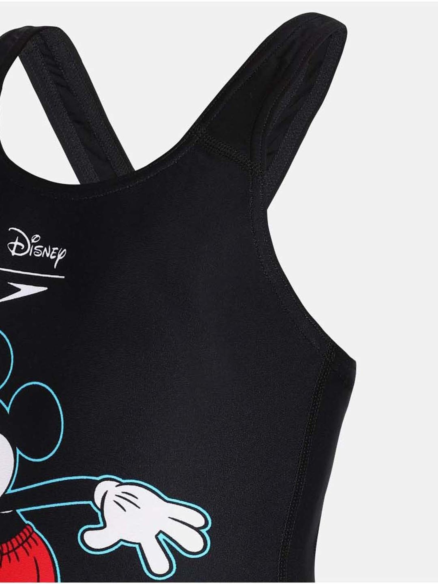 Speedo Kids Black & White Printed Mickey Mouse Swimsuit