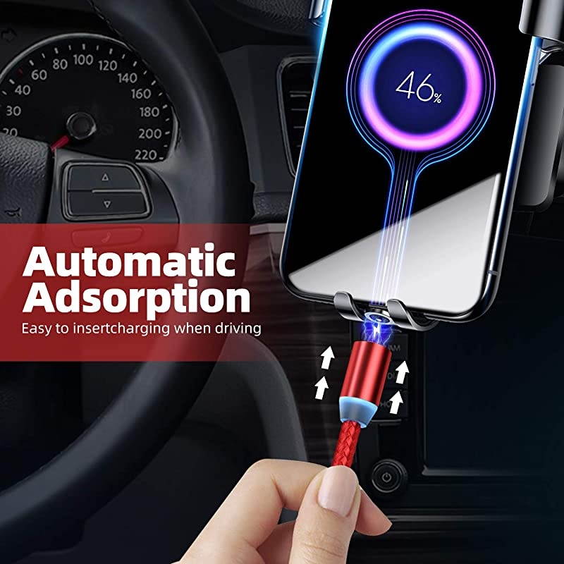 Magnetic Charging Cable  3 in 1 Magnetic Phone Charger Cable 4Pack 3ft3ft6ft6ft Nylon Braided Magnet Charger Cable Compatible with Micro USB Type C Smartphone and iProduct Device Red