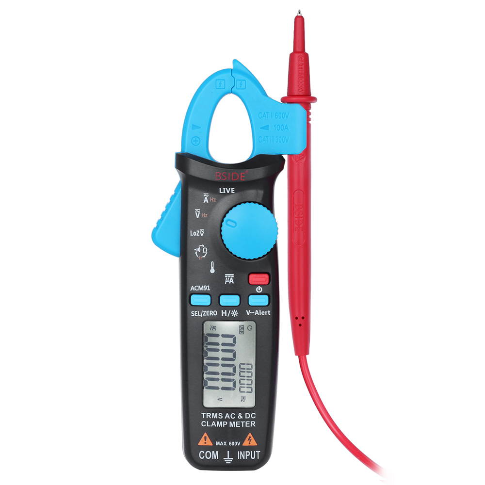 BSIDE Professional True RMS LCD Digital Clamp Meter Multimeter AC/DC Voltage Current Capacitance Continuity Test Temperature Frequency Measurement Tester