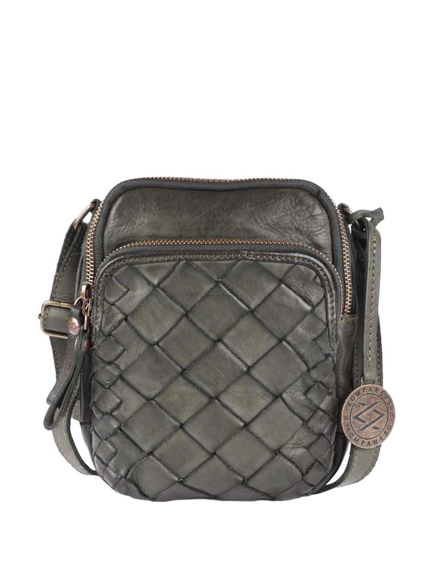 KOMPANERO Marquis Green Textured Cross Body Bag