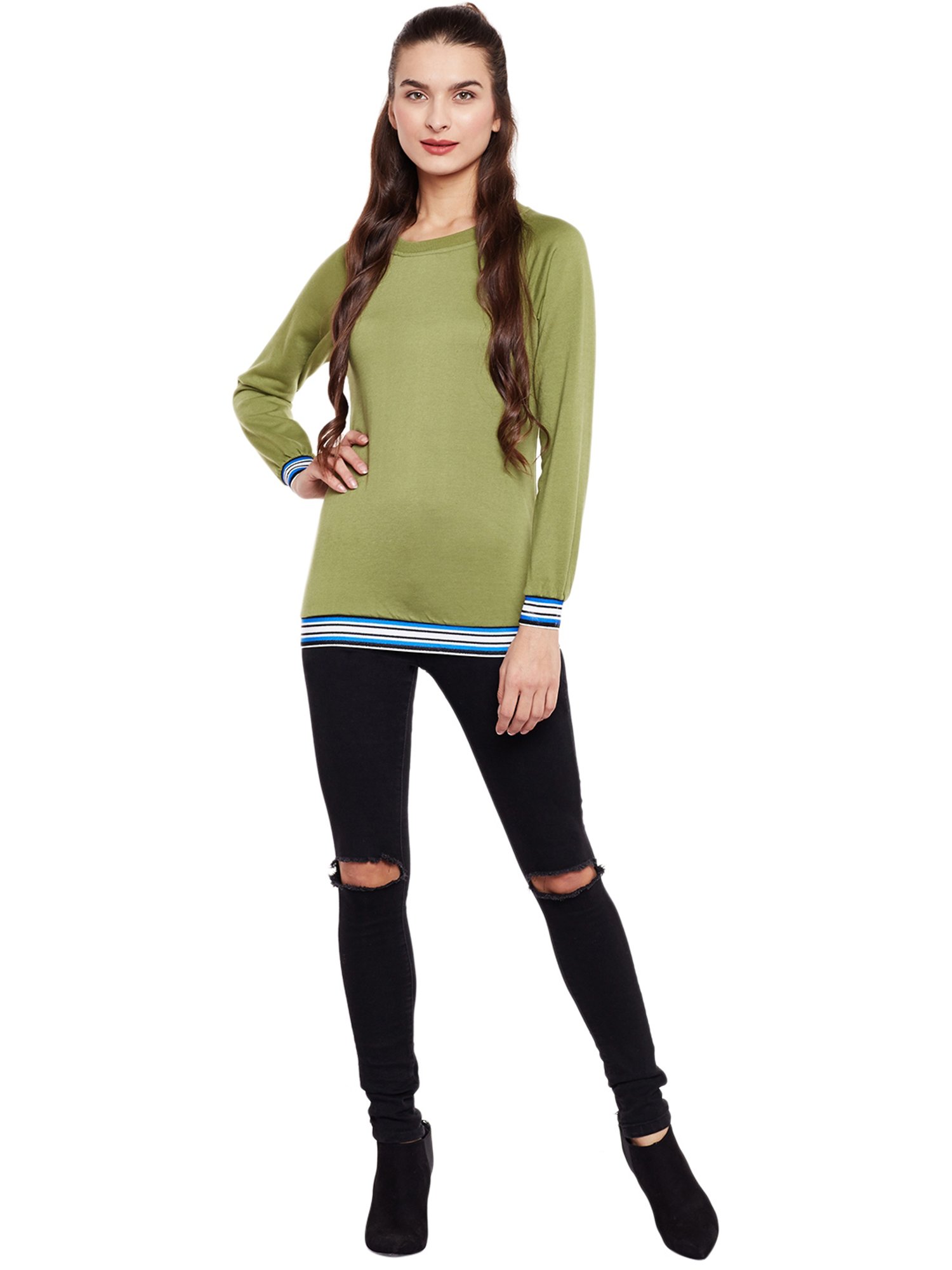 Belle Fille Green Full Sleeves Sweatshirt