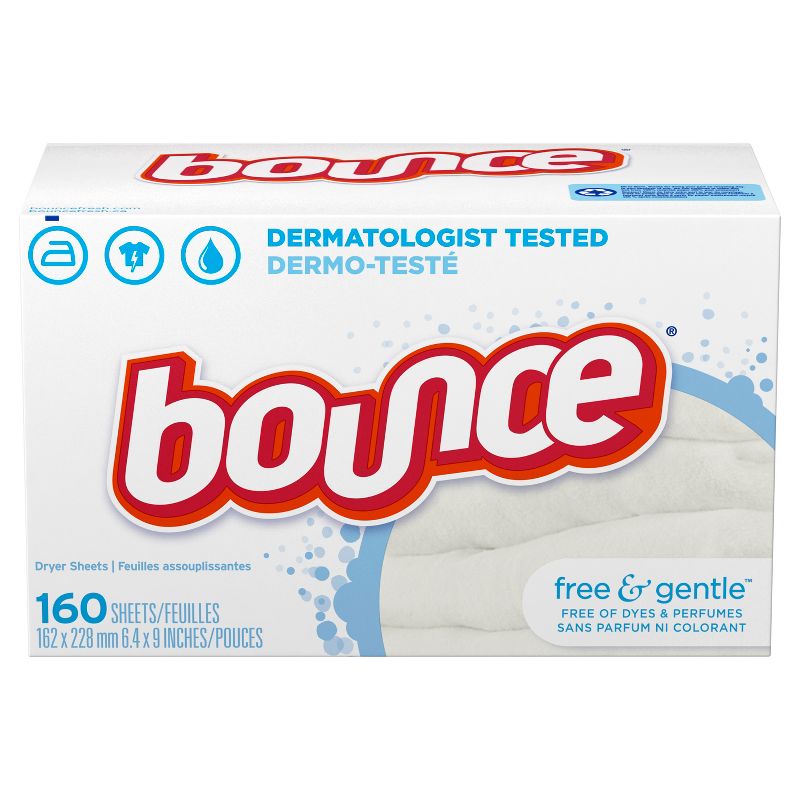 Bounce Fabric Softener Dryer Sheets Free & Gentle - 160ct