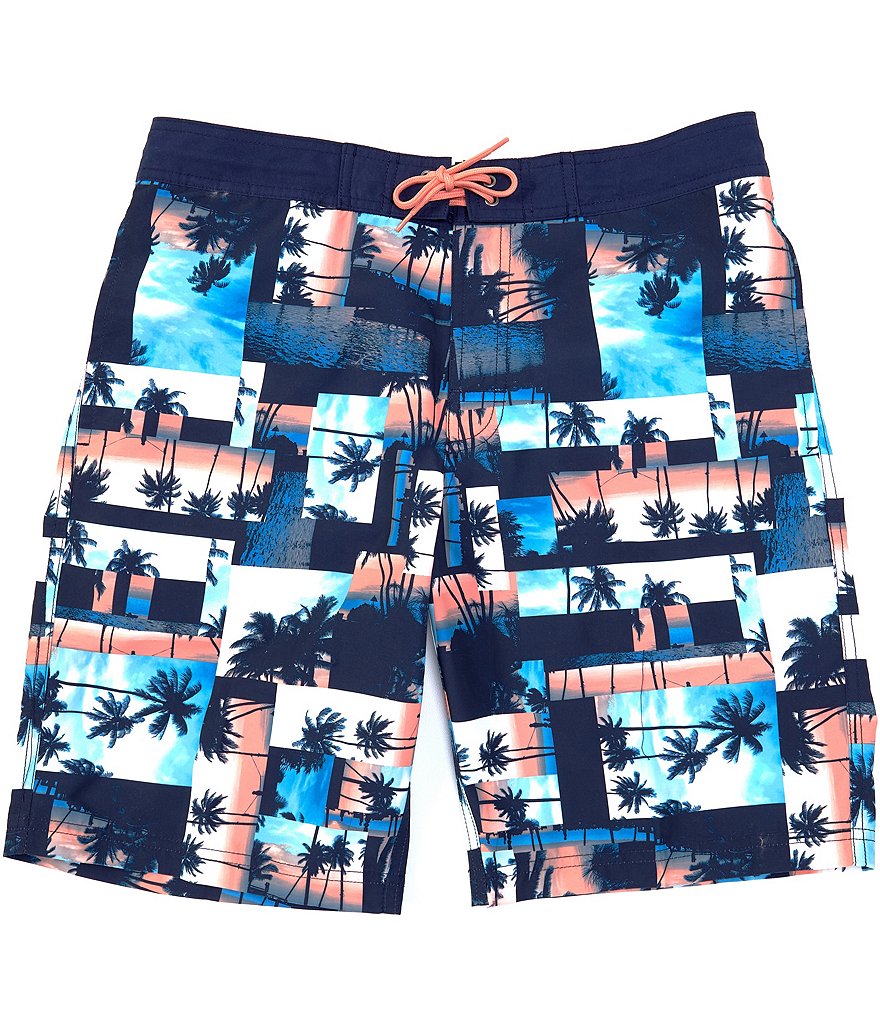 Roundtree & Yorke 10#double; Inseam Palm Photo Collage Swim Trunks