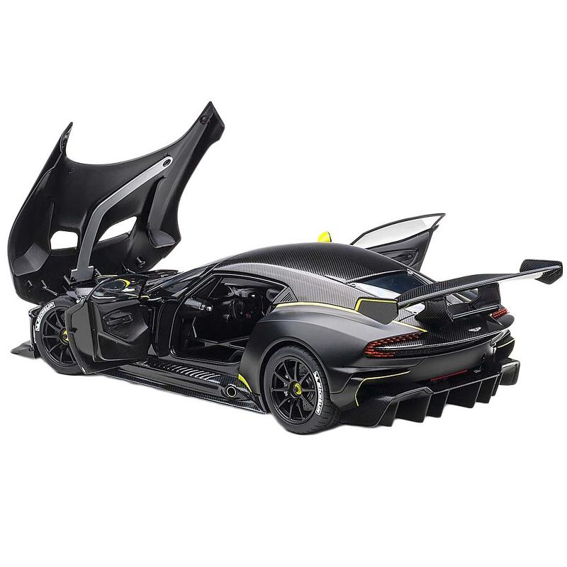 Aston Martin Vulcan Matt Black with Lime Green Stripes 1/18 Model Car by Autoart