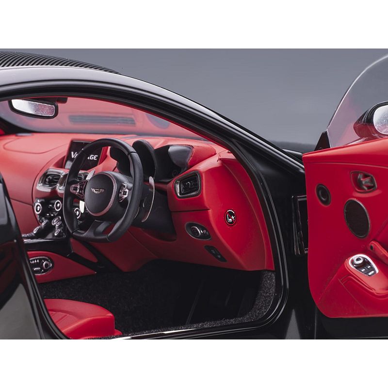 2019 Aston Martin Vantage RHD (Right Hand Drive) Jet Black with Red Interior 1/18 Model Car by Autoart