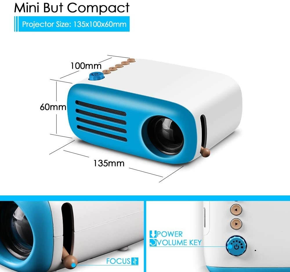 GooDee YG200 Mini Projector, LED Pico Projector, Pocket Video Projector Support HDMI Smartphone PC Laptop USB for Movie Games