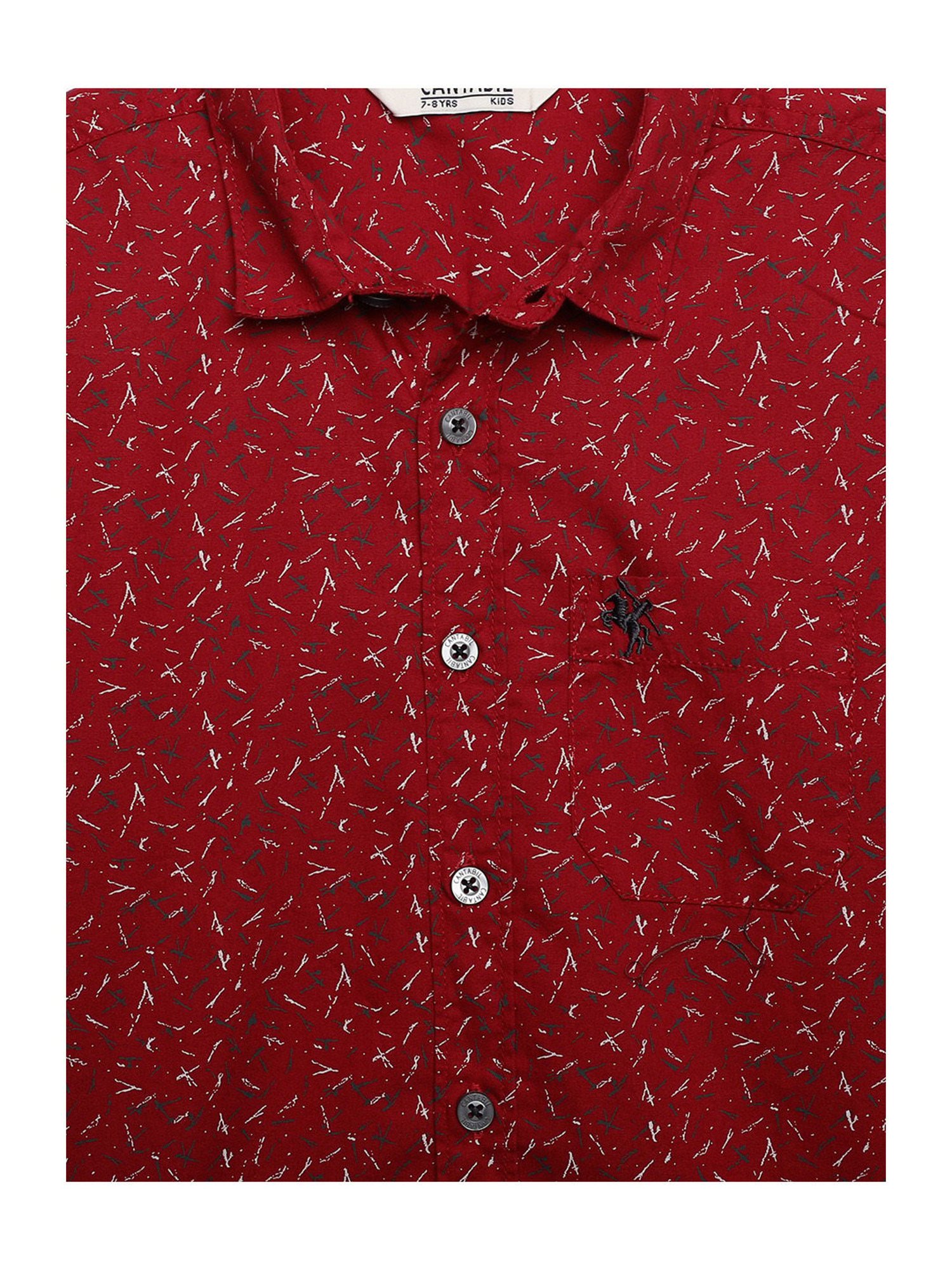 Cantabil Boys Red Printed Full Sleeves Shirt