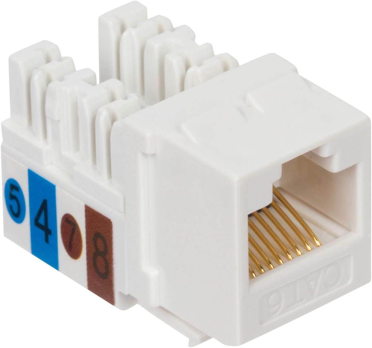 Buyer's Point Cat6 RJ45 90-Degree Keystone Jack, Punch Down Keystone Jack Adapter White (10 Pack)