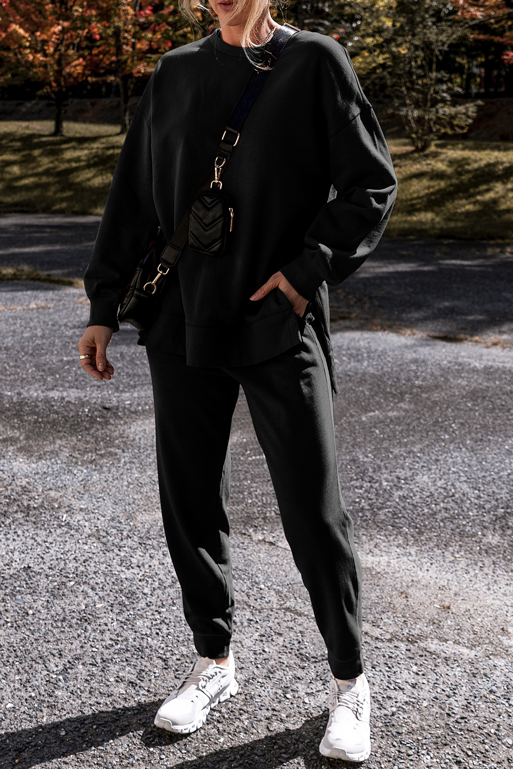 Green Solid Color Quilted Long Sleeve Top and Wide Leg Pants Set