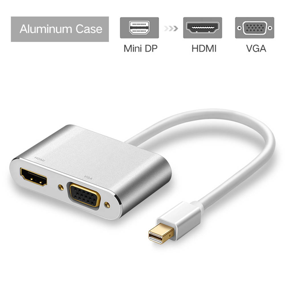 Mini DisplayPort to HDMI VGA Adapter, CableCreation 2 in 1 Mini DP Hub (Thunderbolt 2) Converter Compatible with MacBook Pro, iMac, HDTV, Projector, 4K UHD Monitors