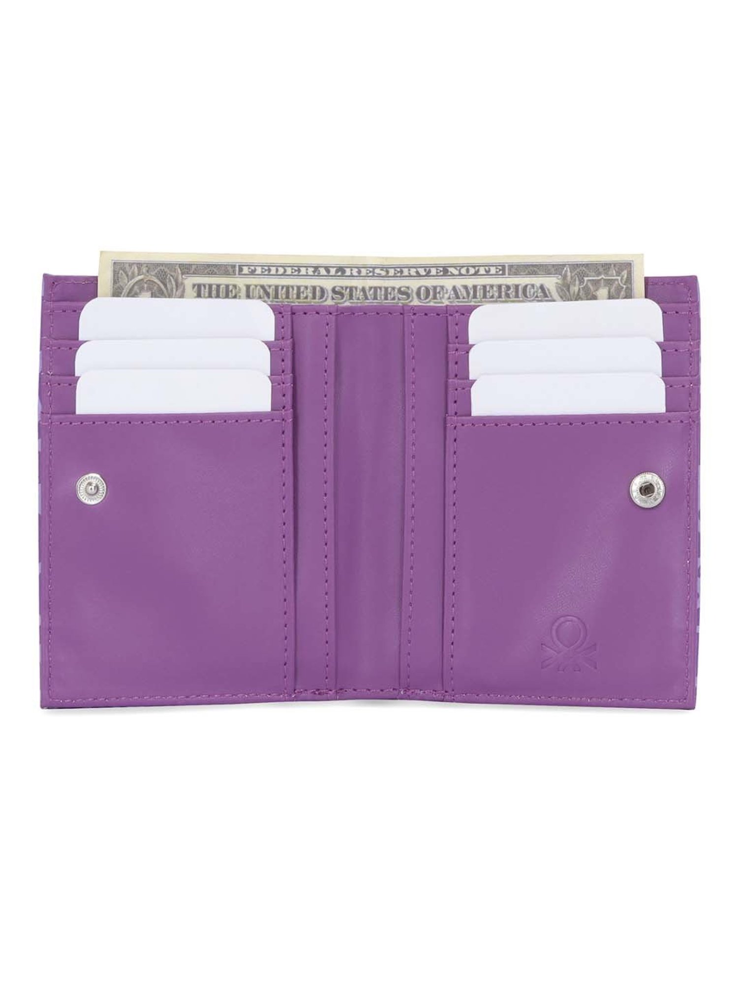 United Colors of Benetton Remi Violet Printed Bi-Fold Wallet For Women