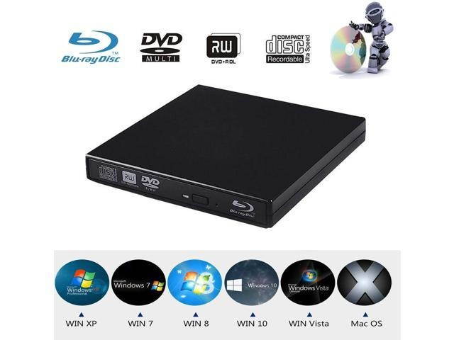 Xglysmyc USB2.0 External Blu Ray CD DVD Drive Burner,Slim Portable CD DVD RW BD-ROM Player Writer for Laptop Desktop Notebook Support Mac OS Windows XP/7/8/10 (Black)
