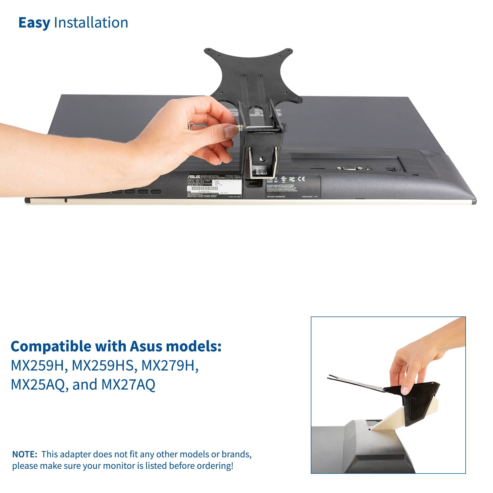 VIVO VESA Adapter Plate Bracket Attachment Kit Designed for Compatible Asus Monitors (MOUNT-ASMX01)