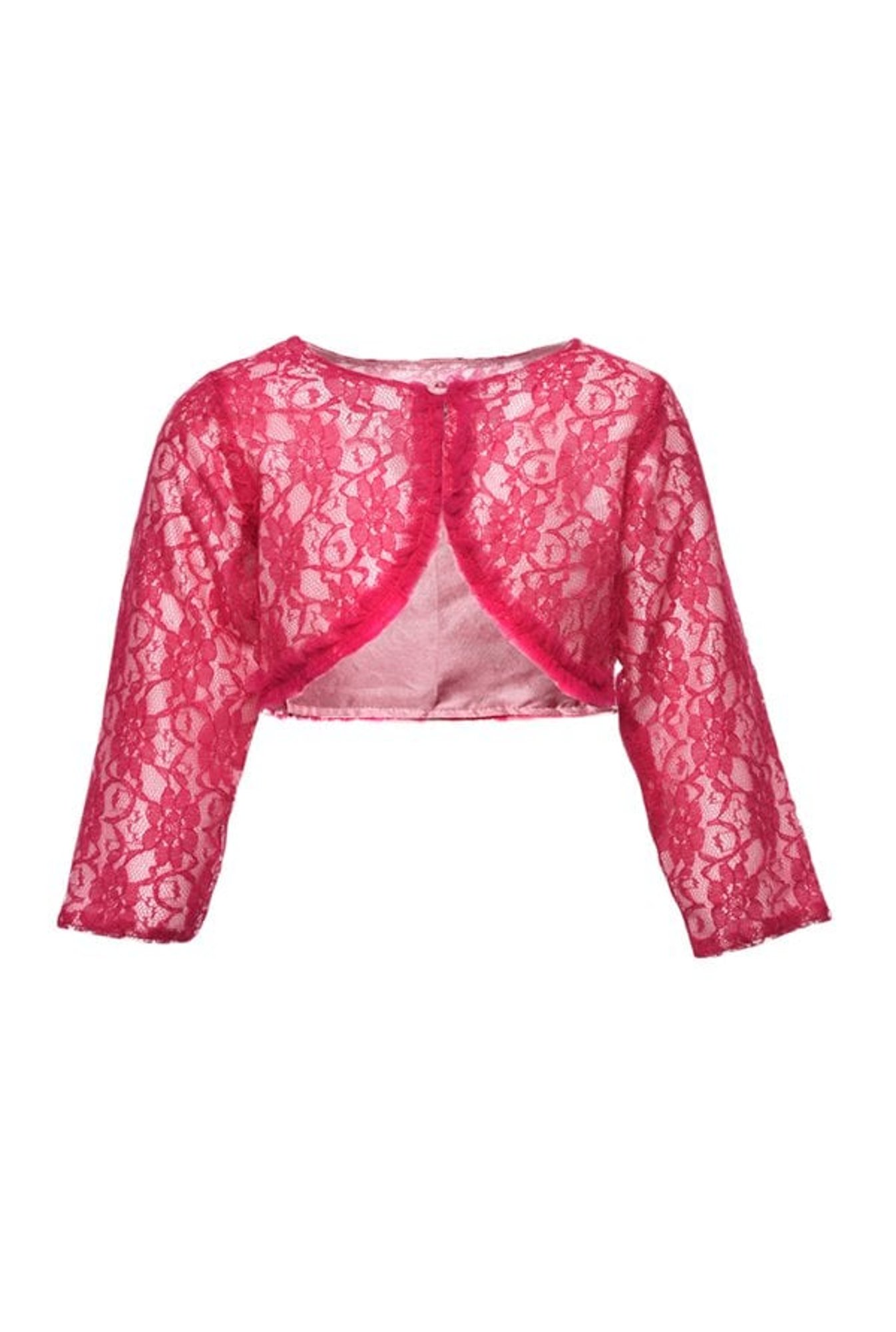 A Little Fable Kids Pink Lace Pattern Shrug