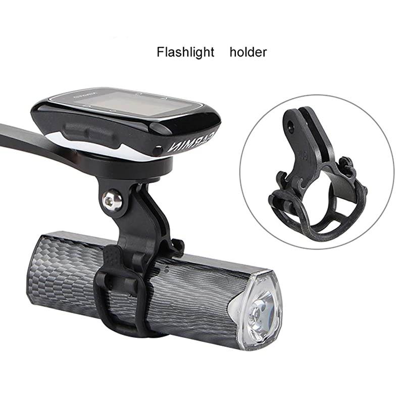 Road Bike Out Front Combo Computer Mount,Aluminium Alloy Bicycle Computer Mount for Garmin Edge 130 200 500 510 520 810 820 1000 1030 and Flashlight