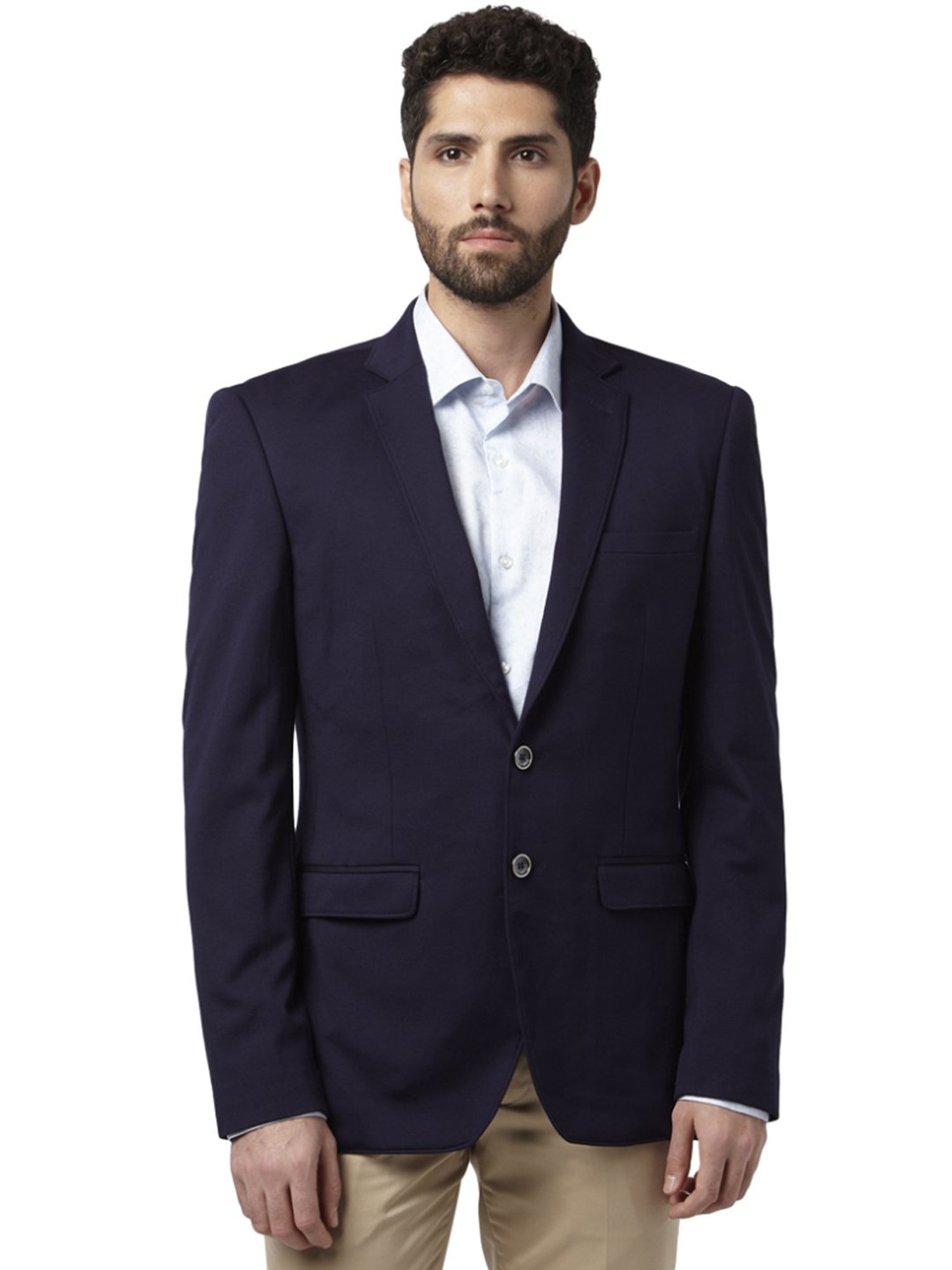 Park Avenue Purple & Biege Regular Fit Two Piece Suit