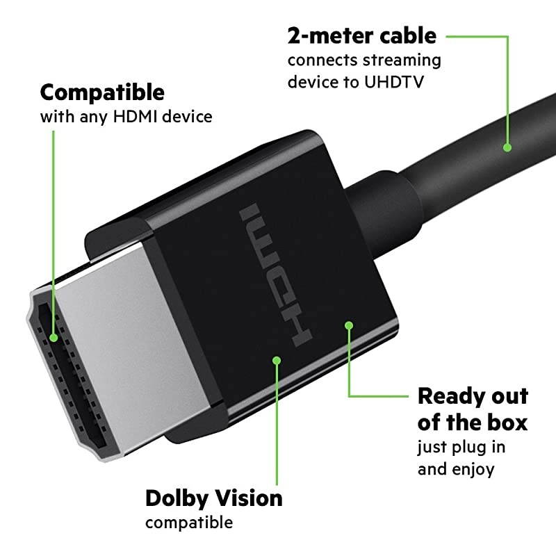 Ultra HD High Speed HDMI 21 Cable Optimal Viewing for Apple TV and Apple TV 4K Dolby Vision HDR 2 M6ft Black