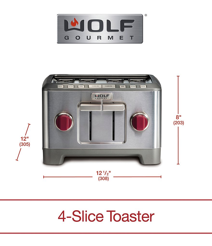 Wolf Gourmet 4-Slice Toaster With Red Knobs