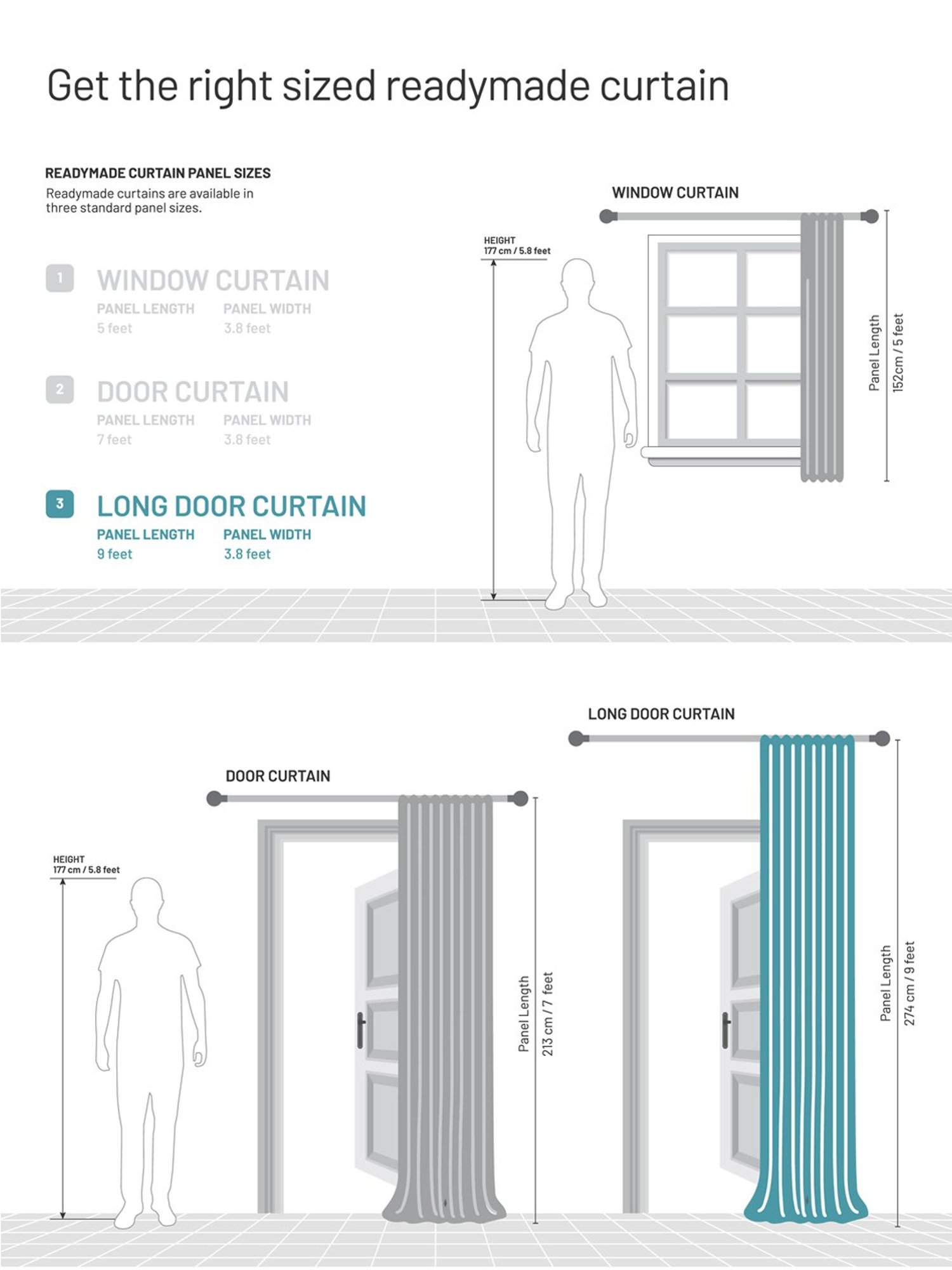 DDECOR Live Beautiful Blue Polyester 7 ft Door Curtain