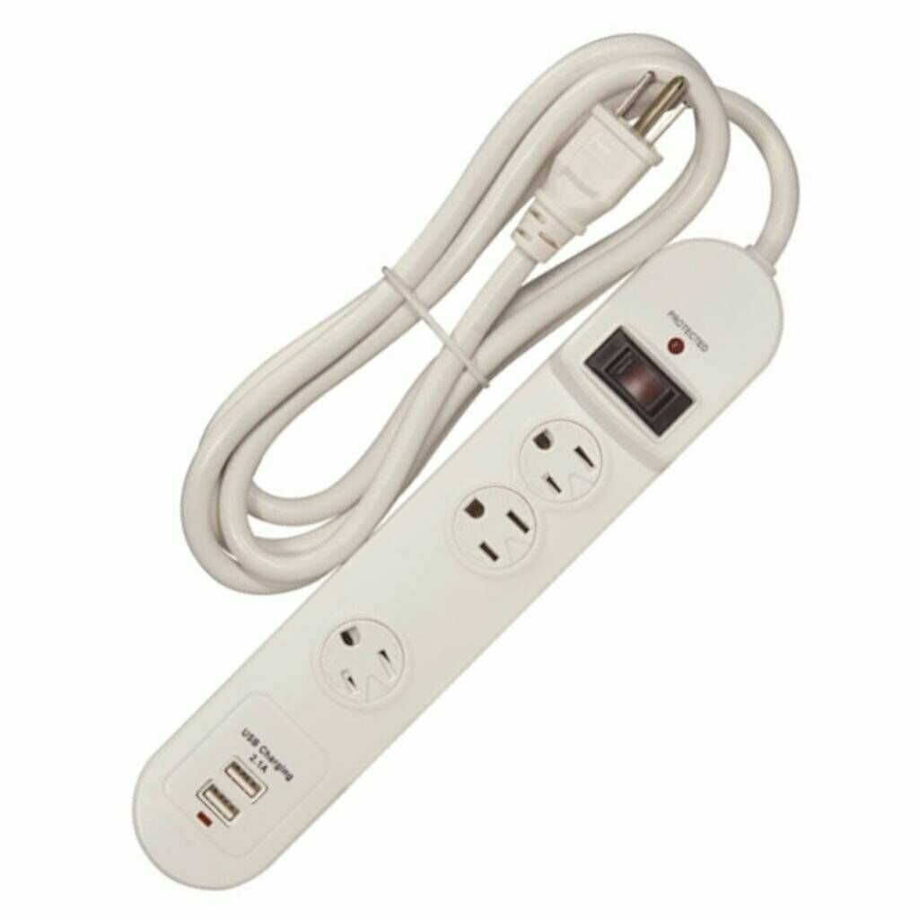 Satco - White 3 Outlet Surge Protector