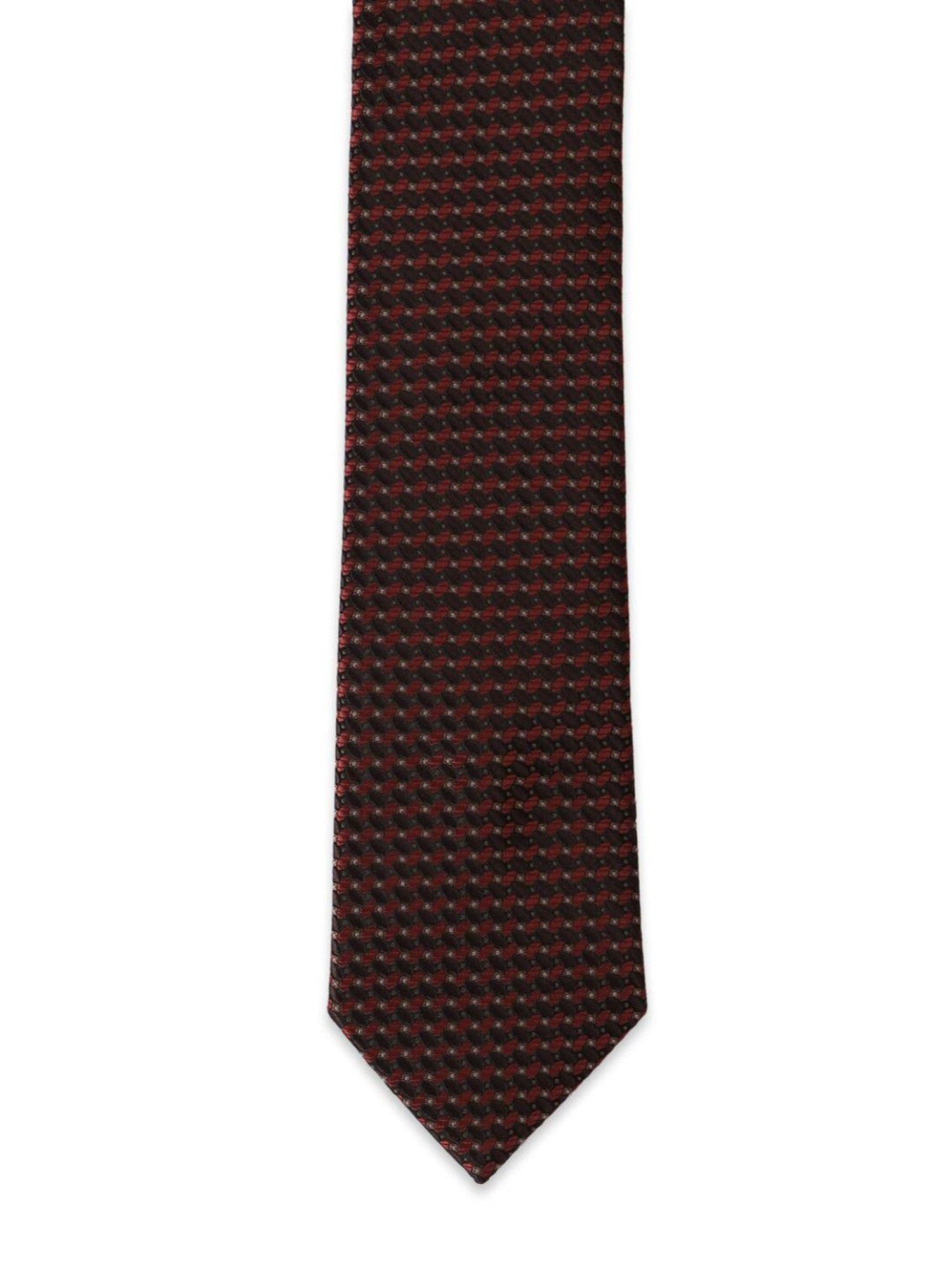 Van Heusen Maroon Textured Tie, Cufflinks and Pocket Square