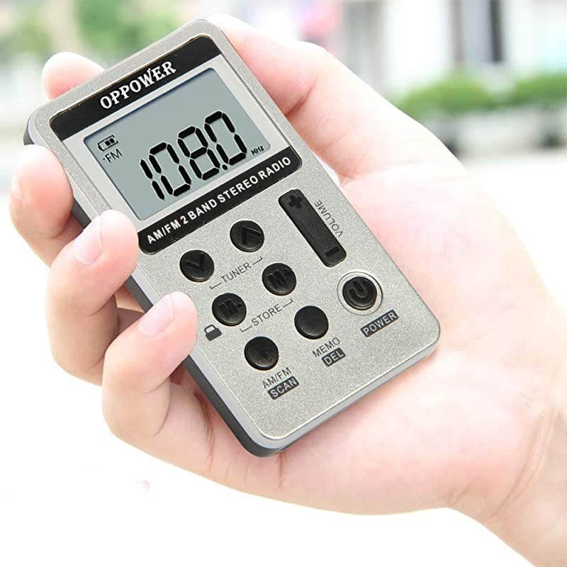 Portable AMFM Radio Digital Tuning Transistor Radio Personal Mini Stereo Radio with Earphone and Rechargeable Battery for WalkSilver