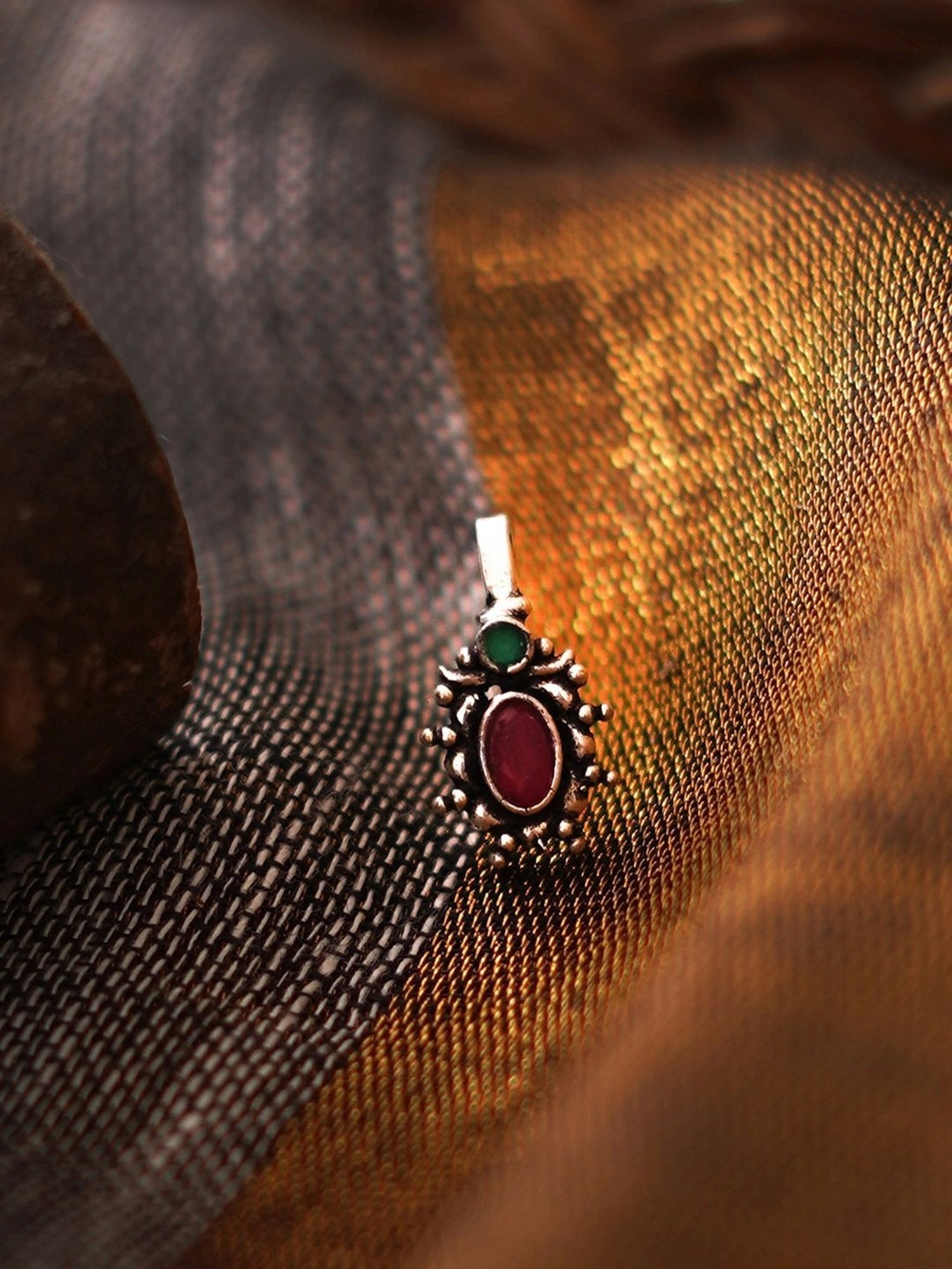 Teejh Ethnic Parthavi Multicolored Stone Nose Pin for Women