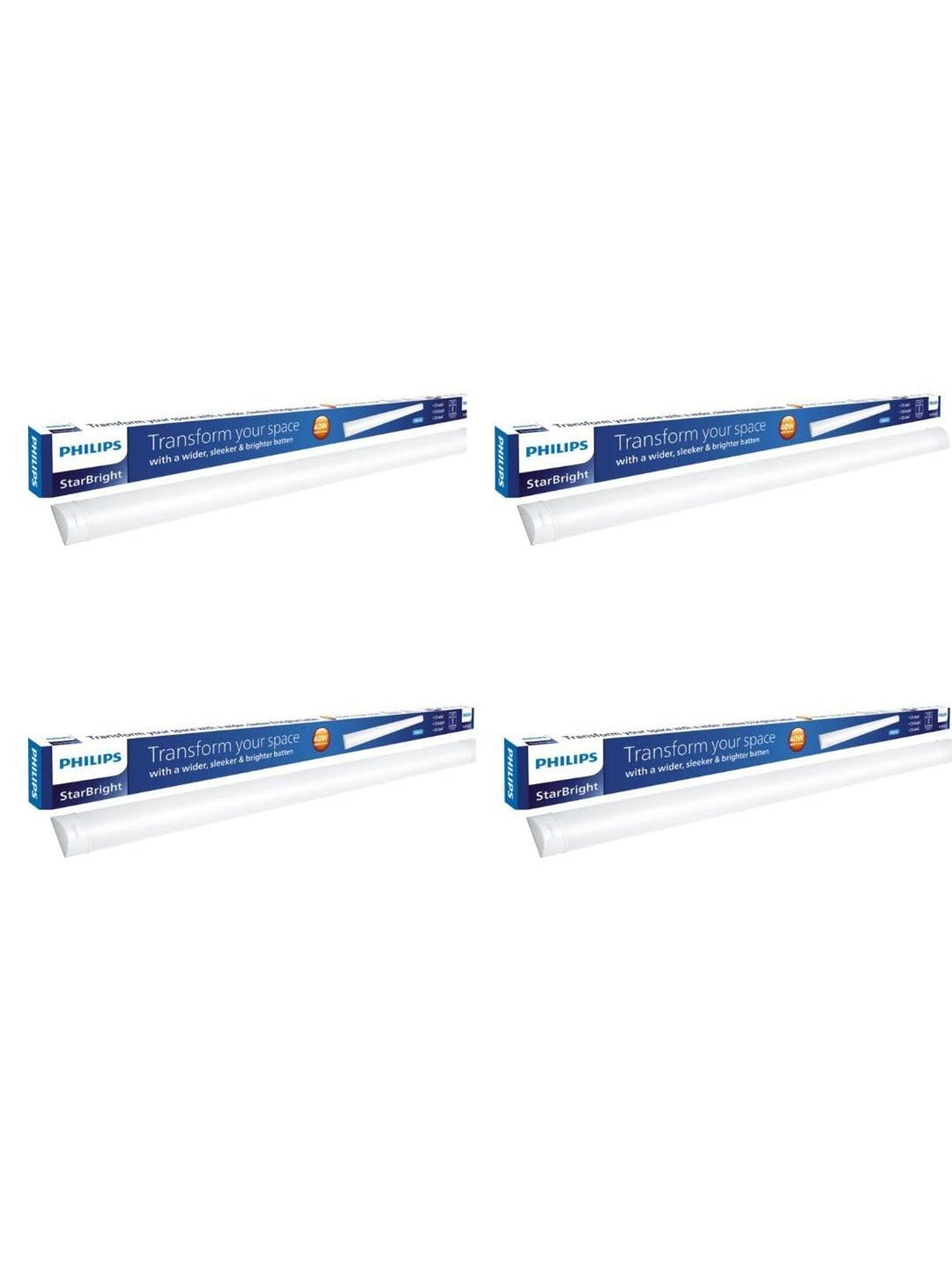 Philips 40-Watt 4-ft Decorative LED Tubelight for Living Room & Bedroom Pack of 4 (Cool Day Light)