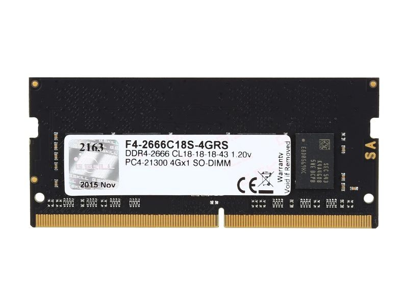 G.SKILL Ripjaws SO-DIMM 8GB 260-Pin DDR4 SO-DIMM DDR4 3200 (PC4 25600) Laptop Memory Model F4-3200C18S-8GRS