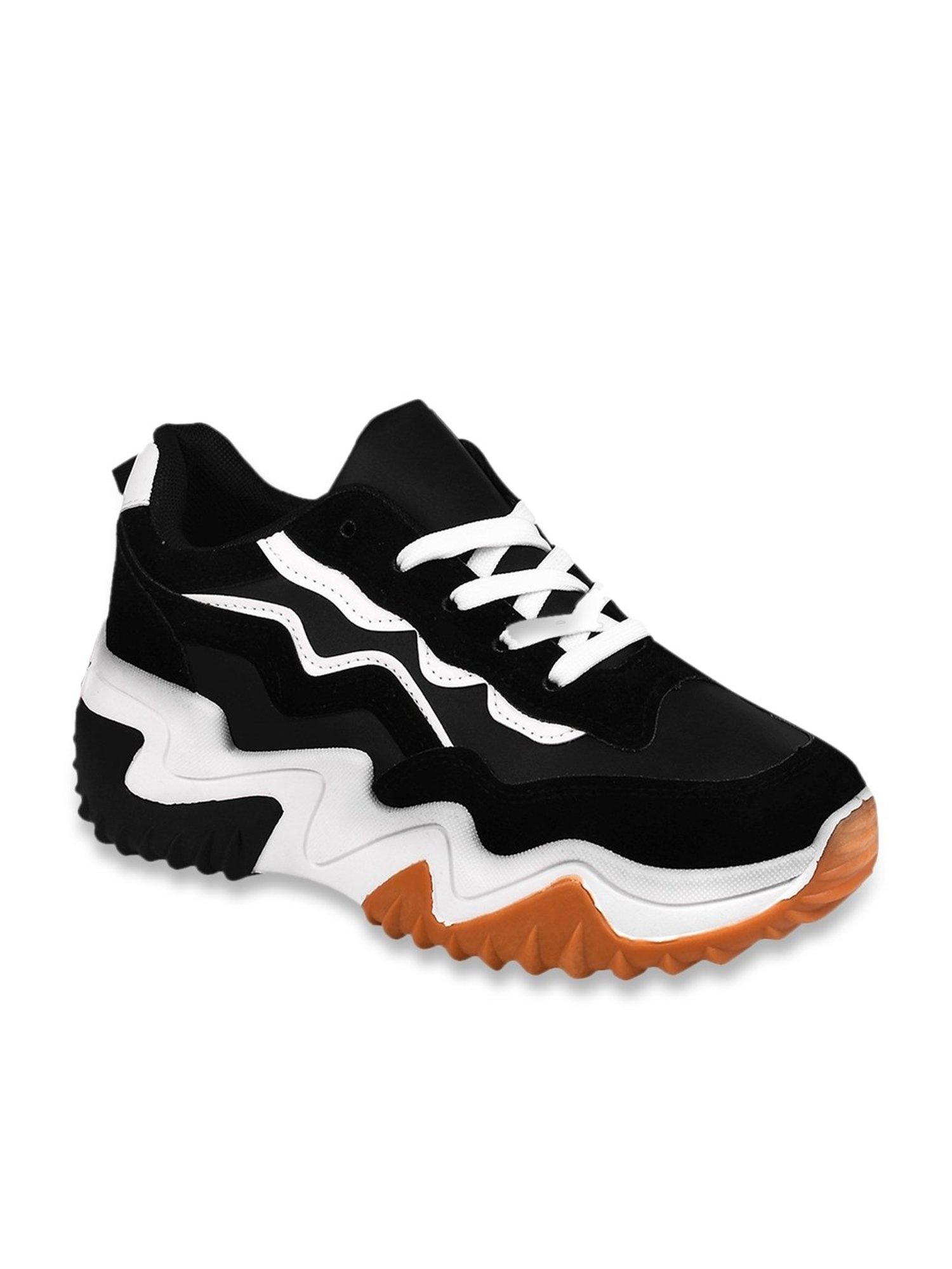 The White Pole Women's Black Casual Sneakers