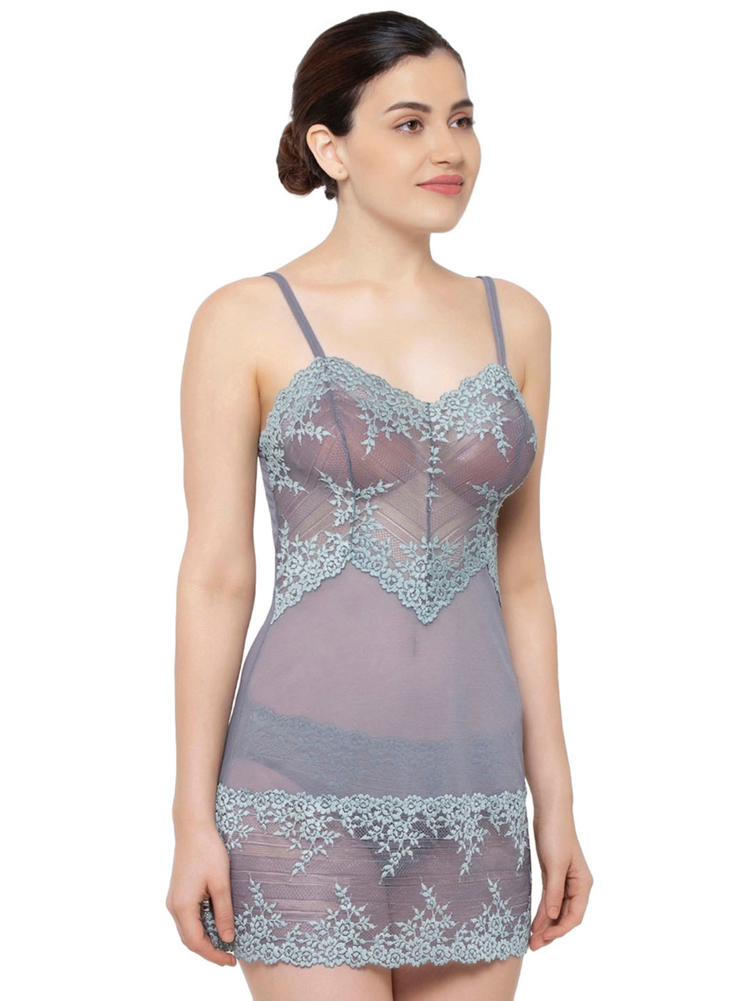 Wacoal Embrace Lace Short Lacy Baby Doll Chemise - Grey