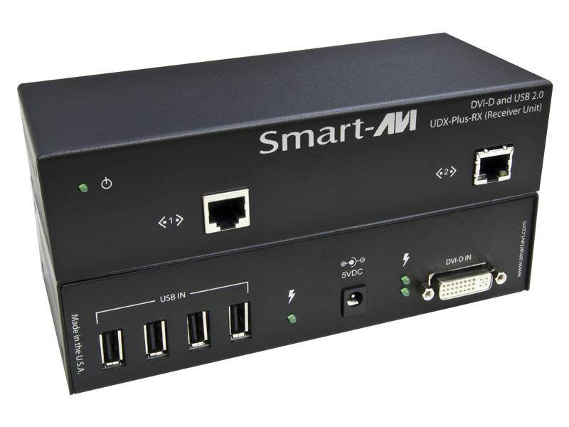 Smart AVI - UDX-PS - SmartAVI DVI-D and USB 2.0 over CAT6 STP Extender - 1 Computer(s) - 1 Remote User(s) - 250 ft Range - 4 x Network (RJ-45) - 5 x USB - 2 x DVI