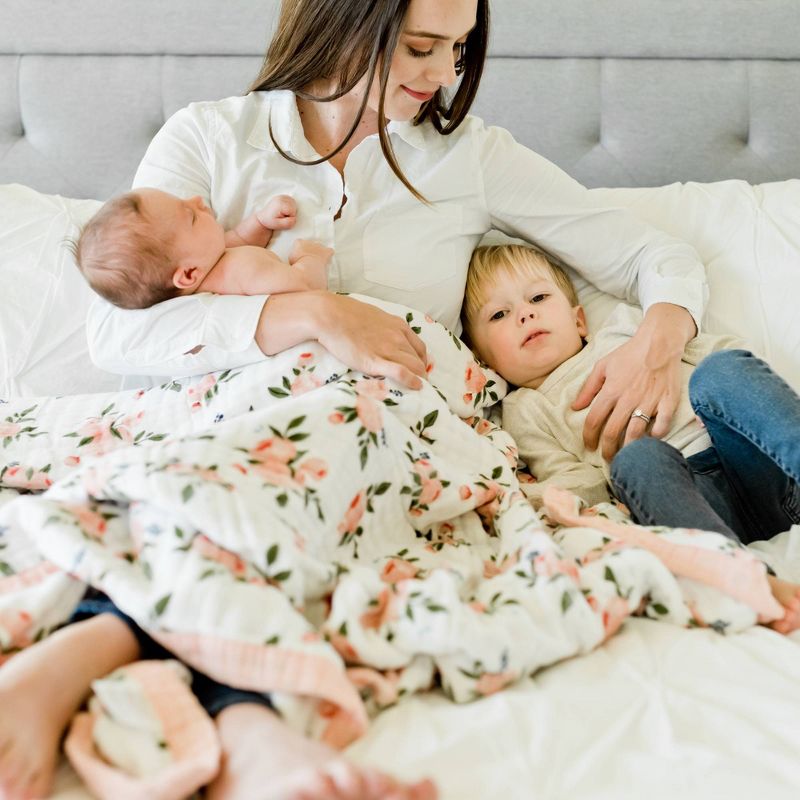 Little Unicorn Big Kid Cotton Muslin Quilt - Watercolor Roses XL