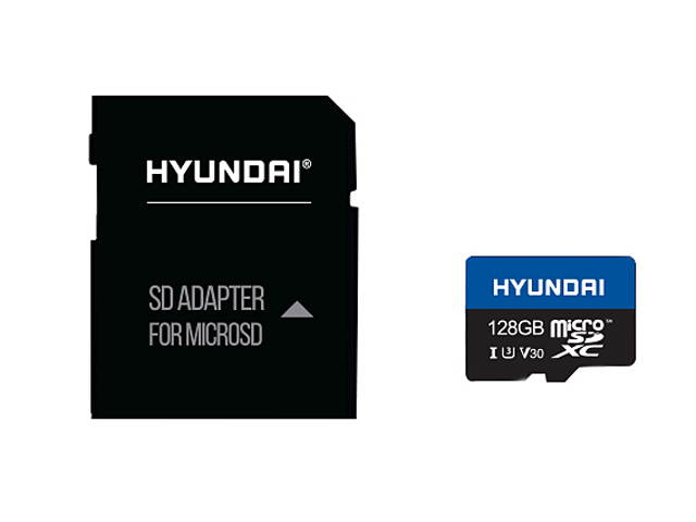 Hyundai 128GB microSDXC UHS-I U3, V30 Memory Card with SD Adapter, (SDC128GU3)