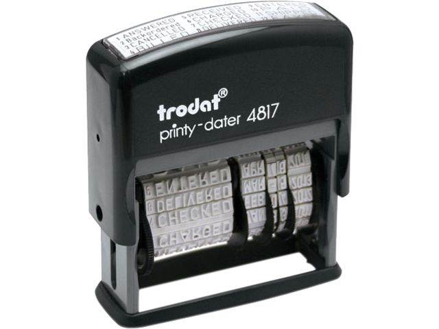 Trodat E4817 Trodat Economy 12-Message Stamp, Dater, Self-Inking, 2 x 3/8, Black