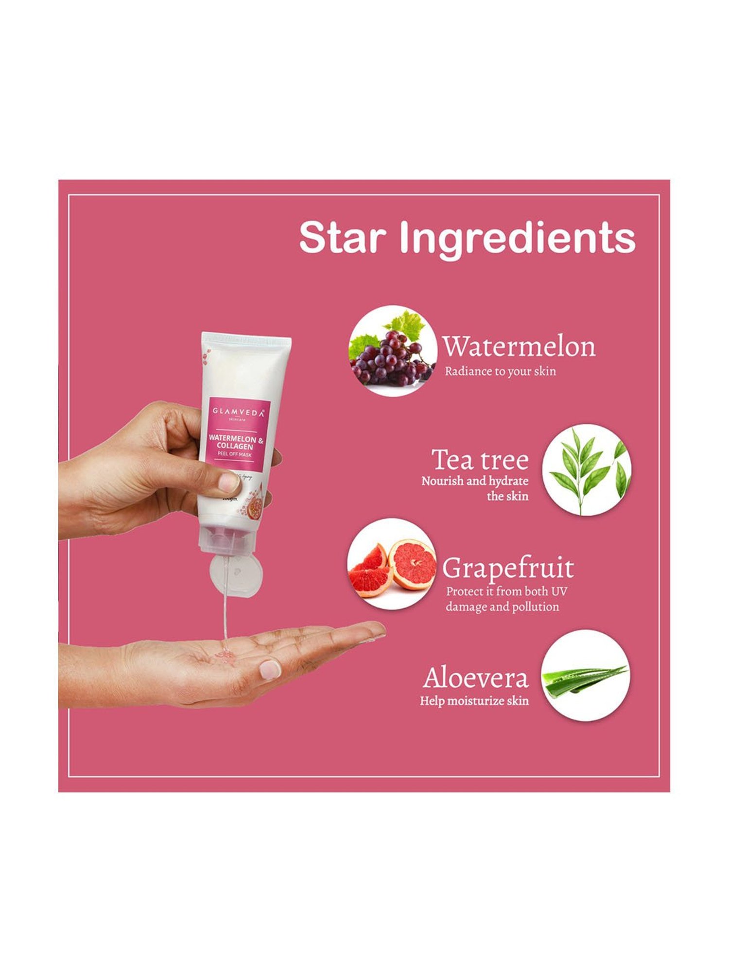 Glamveda Watermelon and Collagen Peel Off Mask - 100 gm