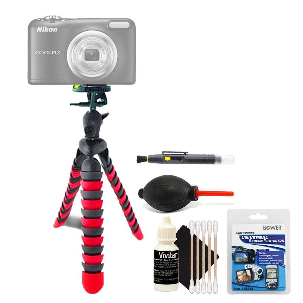 Flexible Tripod + Screen Protector + Lens Pen + Dust Blower + 3pc Cleaning Kit