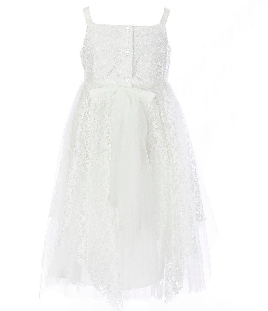 Bonnie Jean Little Girls 4-6X Lace/Mesh Fairy-Hem Fit-And-Flare Dress