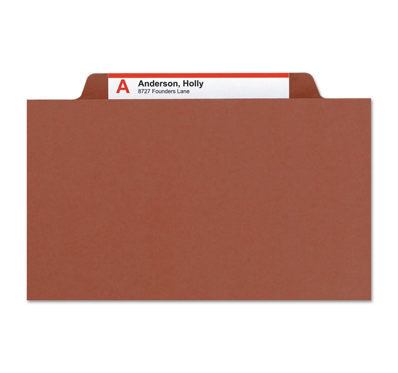 Smead Pressboard Classification Folder 2" Exp. Two Dividers Letter Red 10/Box 14024