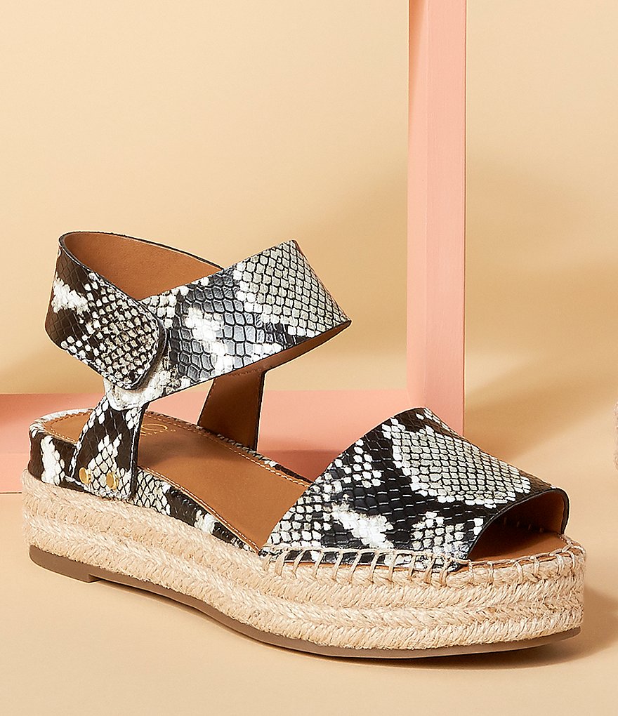 Sarto by Franco Sarto Oak Snake Print Leather Espadrille Wedges