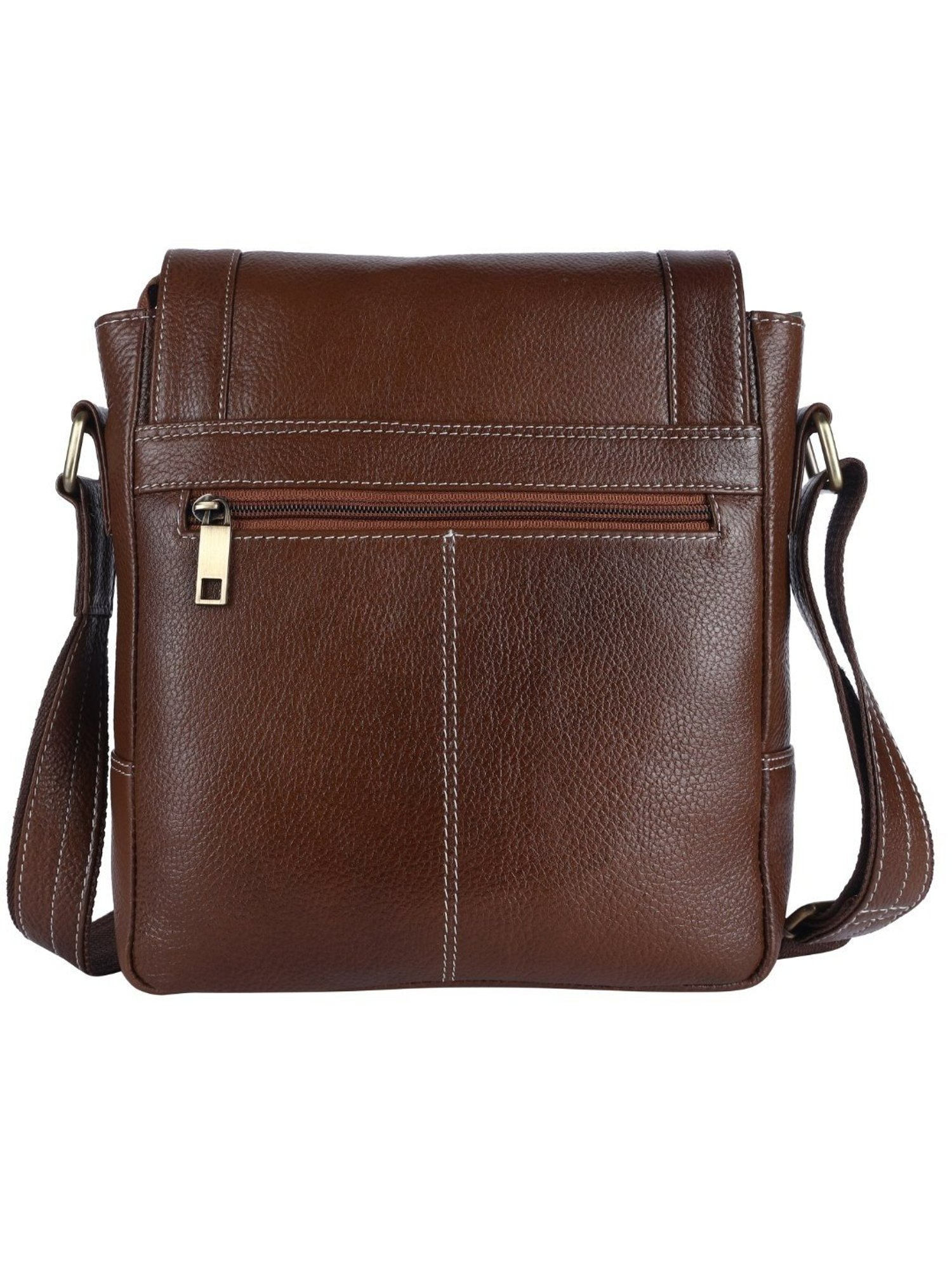 HiLEDER Brown Textured Medium Leather 9 inch Cross Body Bag