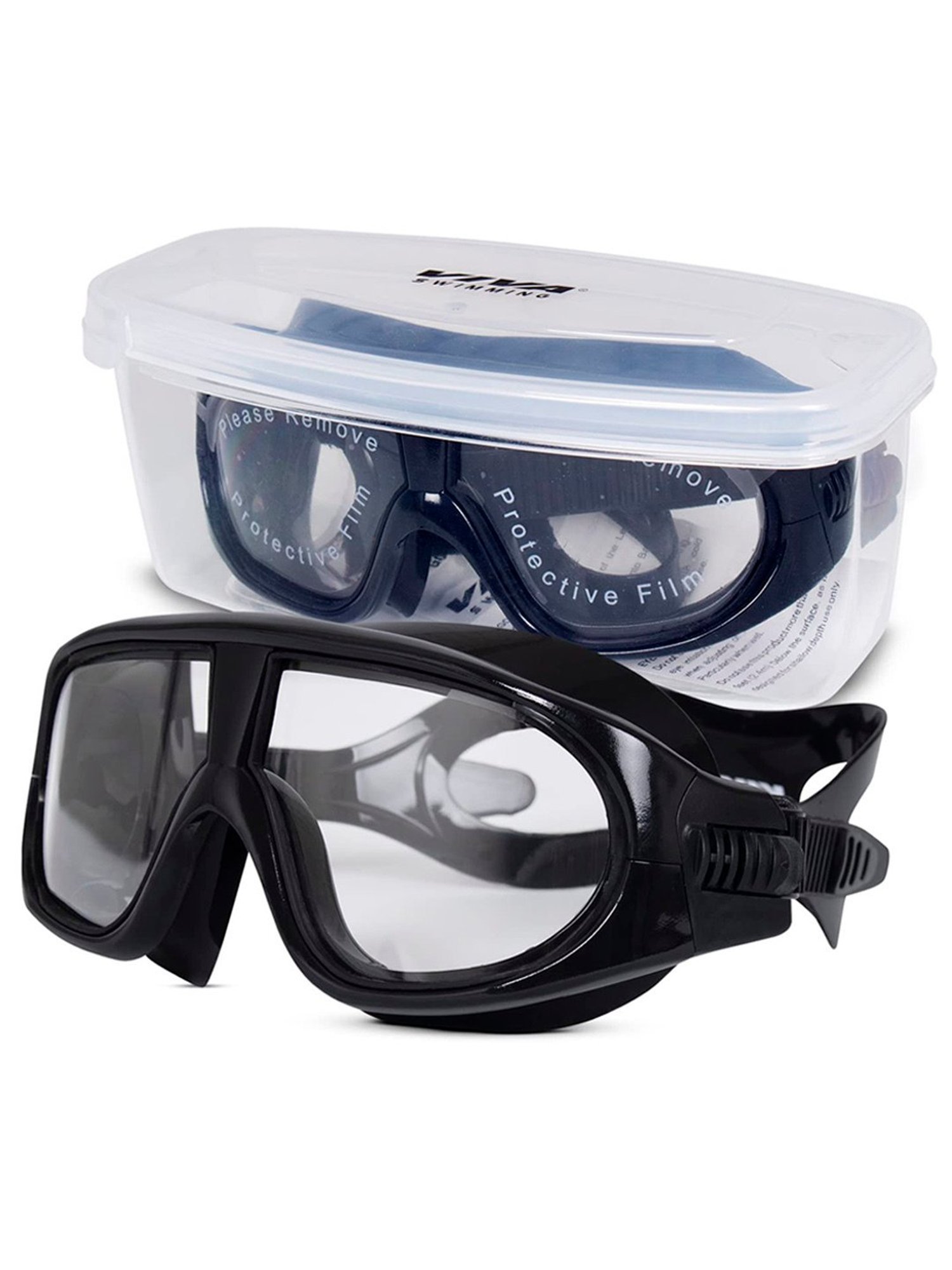 Viva Swimming Anti Fog UV Protection High Performance Mask Goggle (Black)