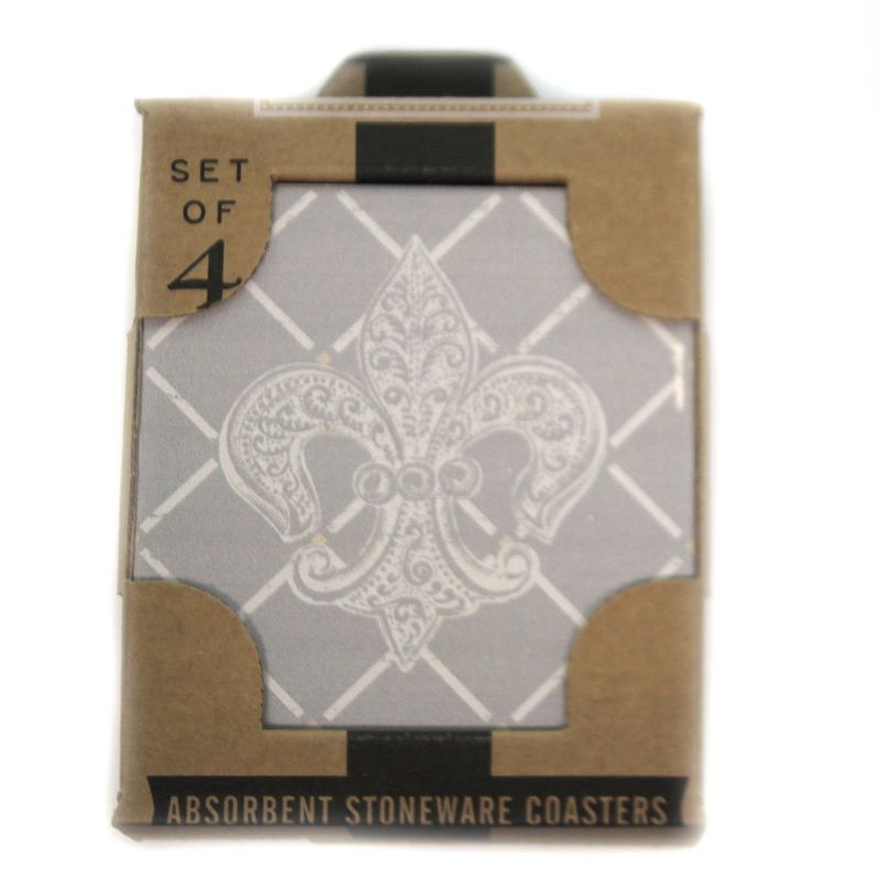 Tabletop 4.0" Fluer De Lis Coaster Set French Canada Royal Arms Carson Home Accents  -  Coasters