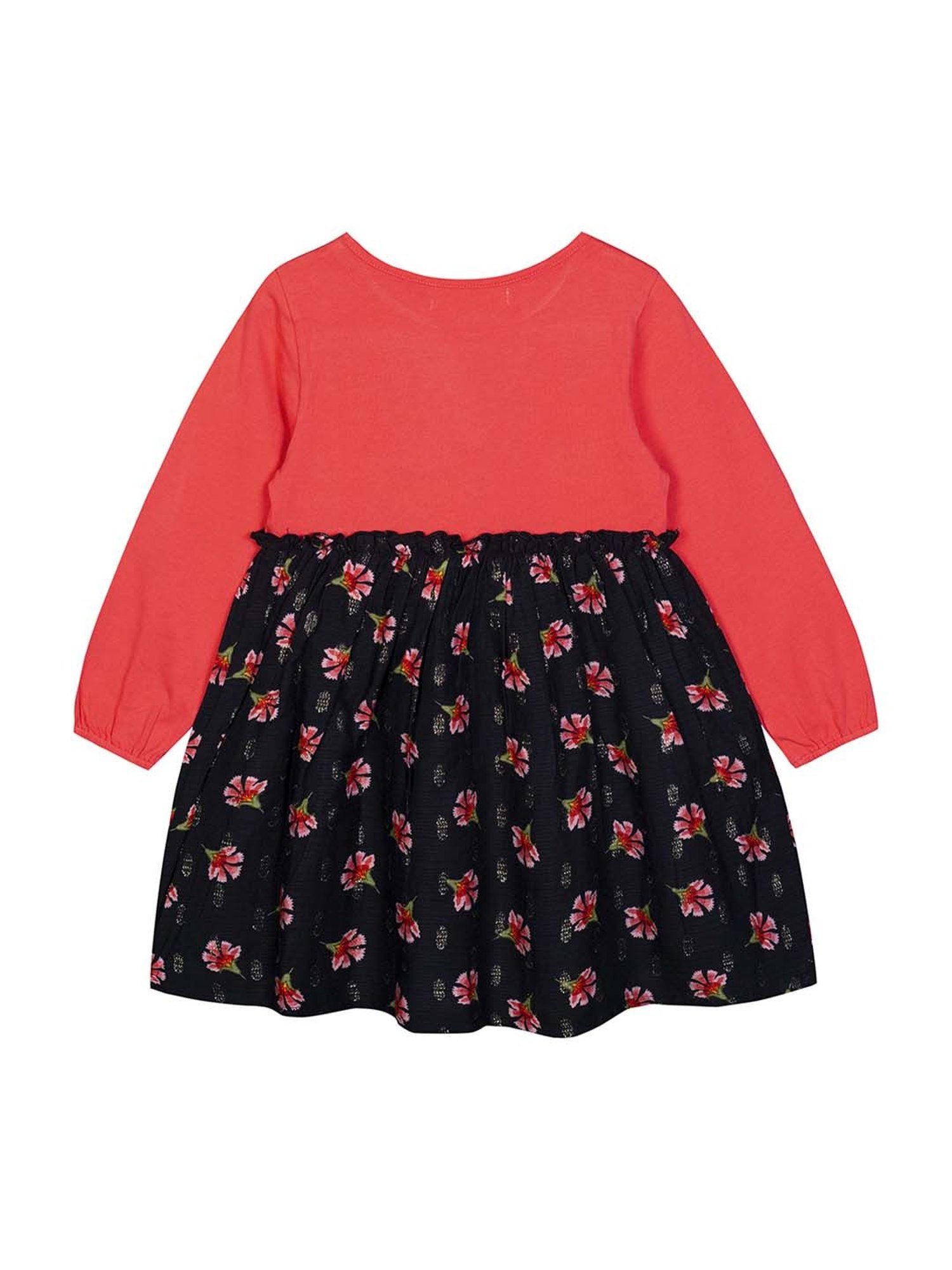 Budding Bees Kids Black Cotton Printed Dress