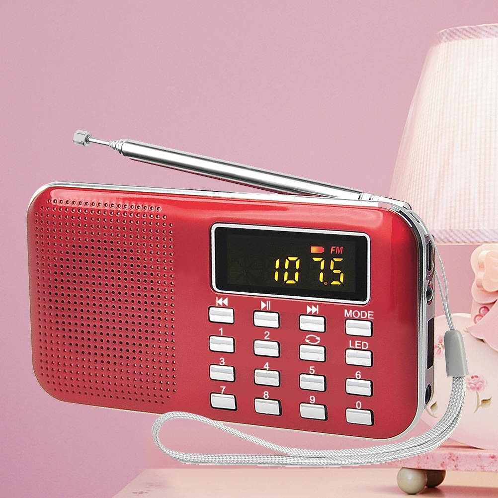 Ultra Thin Multi Purpose T-flash Card Mini Radio Speakers For The Elderly English Edition(Red)