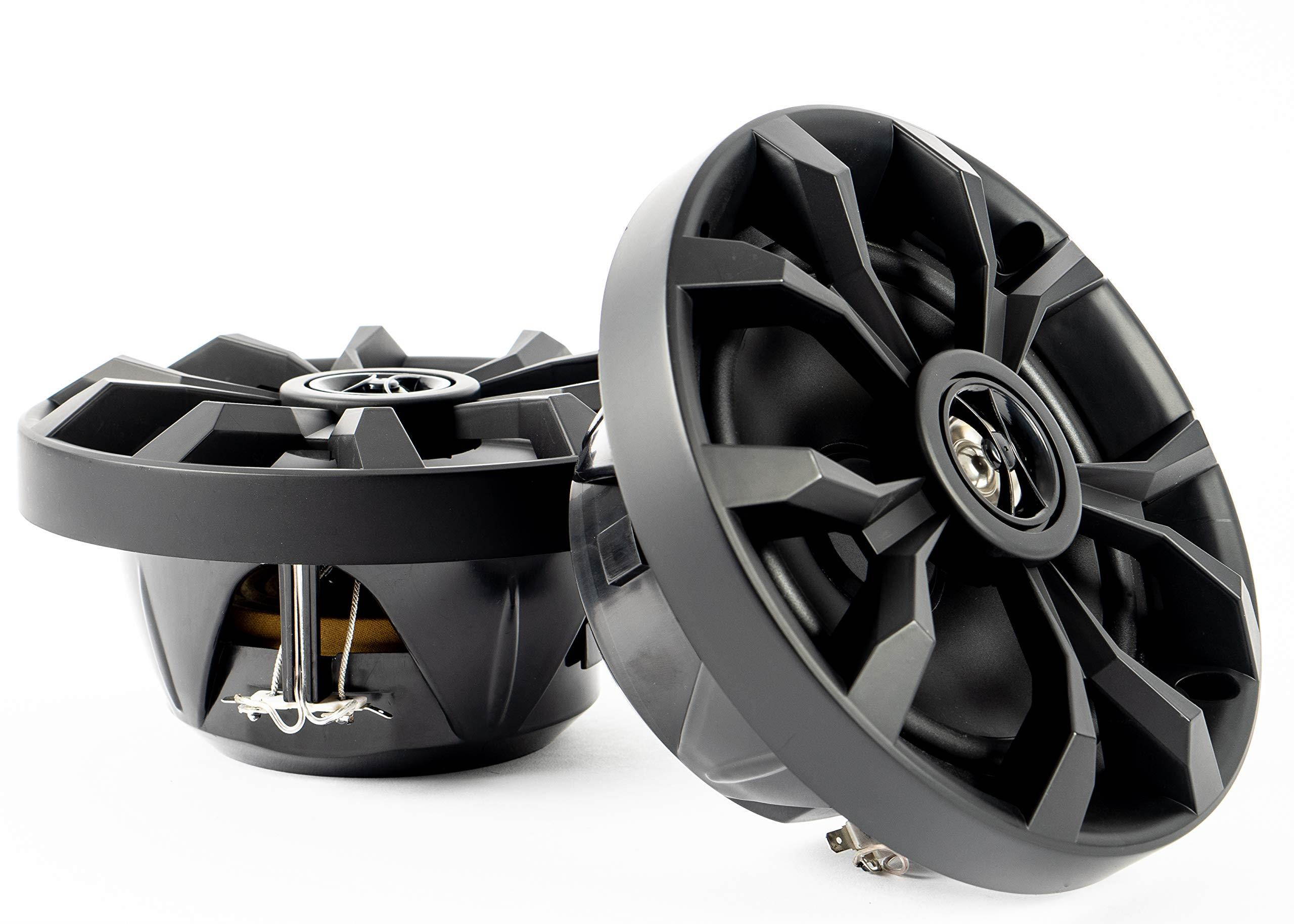 Belva BBMS65B - Pair of 6.5&rdquo; 2-Way 400W Black Marine Coaxial Speakers for Marine/UTV/ATV/Motorcycle/Powersports